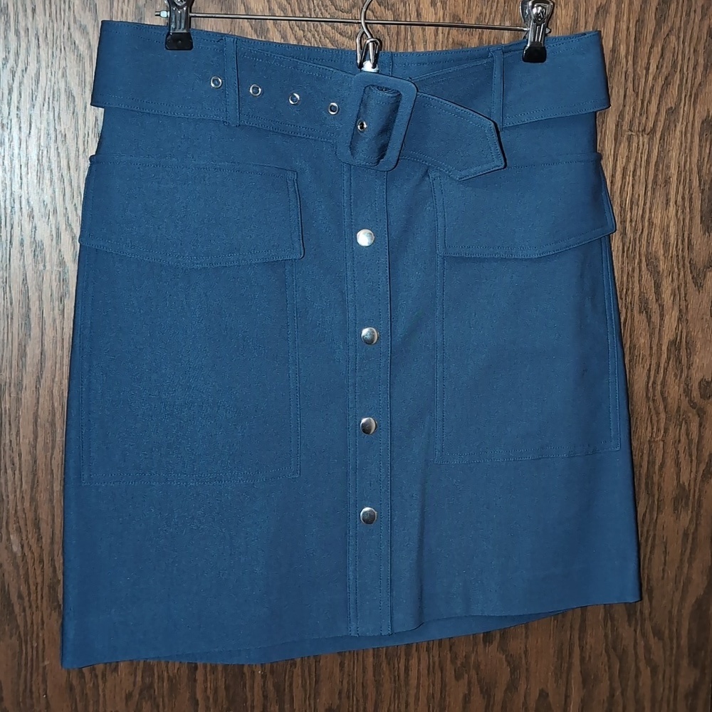 Nine West Snap Up Front Mini Skirt with Belt - Picture 3 of 7